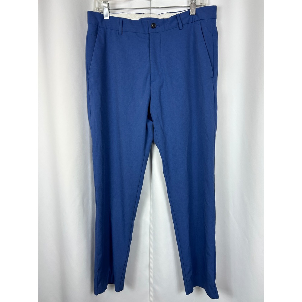 Zara Blue Slim Fit Dress Pants Trousers Quiet Luxury Professional Size 31